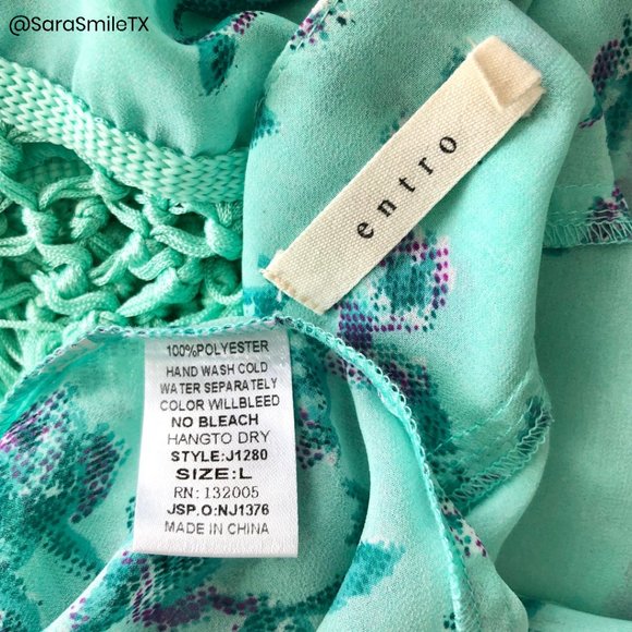 ENTRO Boho Mint Green Floral Print Tassel Fringe Midi Length Kimono - Picture 8 of 8